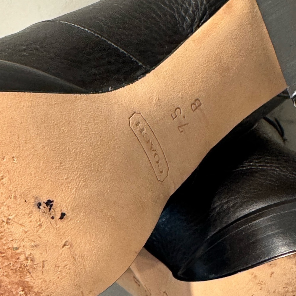 Coach Lianne Full Grain Leather Fur Lined Platform Healed Boots - Picture 12 of 14